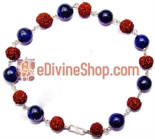 Picture of Rudraksha and Lapis Lazuli Combination Bracelet in Silver