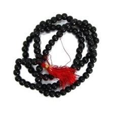 Picture of Black Tulsi Mala Rosary from India, 28 Inches, 5mm Beads