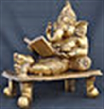 Picture of God Ganesh with book Decorative Hindu Religious Statue Gift craft Sculpture 