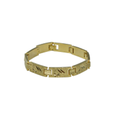 Picture of ALPHAMAN Men Golden Bracelet with shiny texture on each Rectangular coil with a clasp