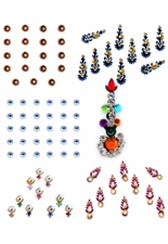 Picture of Desginer zircons and pearls studded multicolor pack of bindis - 6 Pcs
