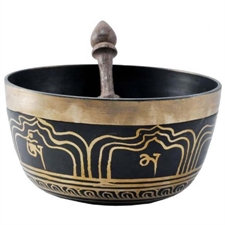 Picture of Black And Gold Straight Sides Handmade Tibetan Singing Bowl, Rin Gong, Himalayan 5 Inches 